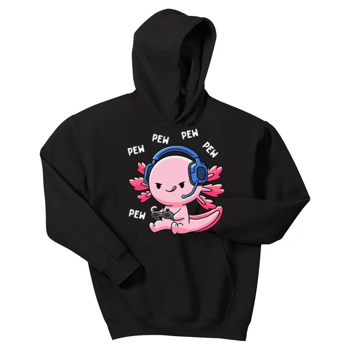 Axolotl Gaming Anime Video Game Pew Gamer Kids Hoodie