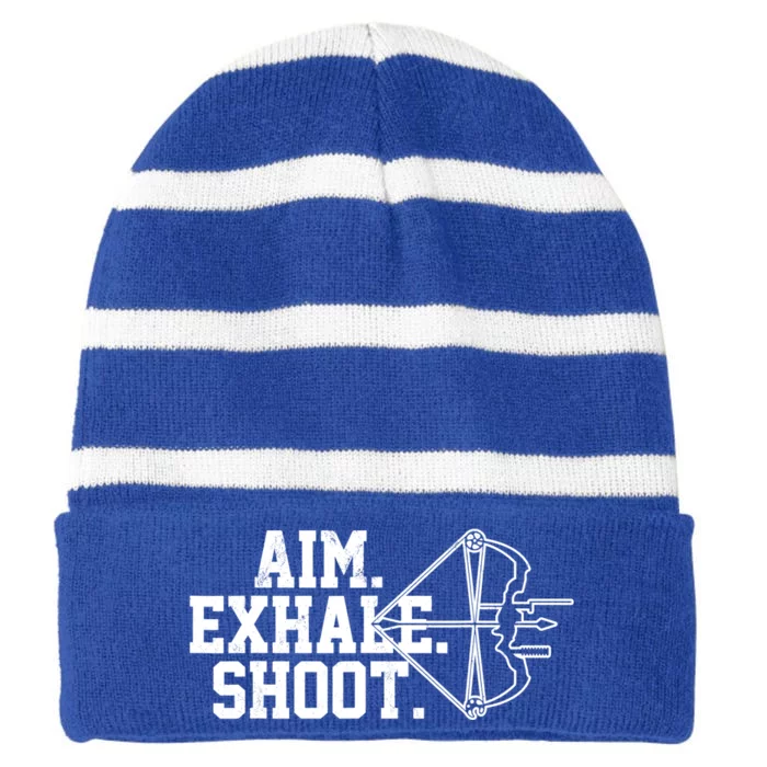 Archery Gift Aim Exhale Shoot Bow Hunting Archer Gift Striped Beanie with Solid Band