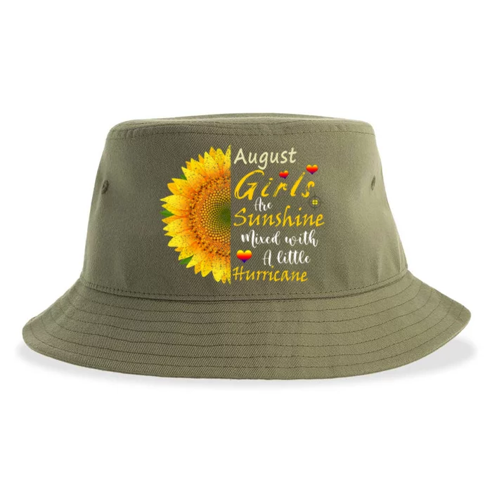 August Girls Are Sunshine Mixed Little Hurricane Sunflower Funny Gift Sustainable Bucket Hat