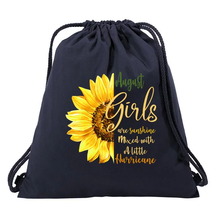 August Girls Are Sunshine Mixed Little Hurricane Sunflower Great Gift Drawstring Bag