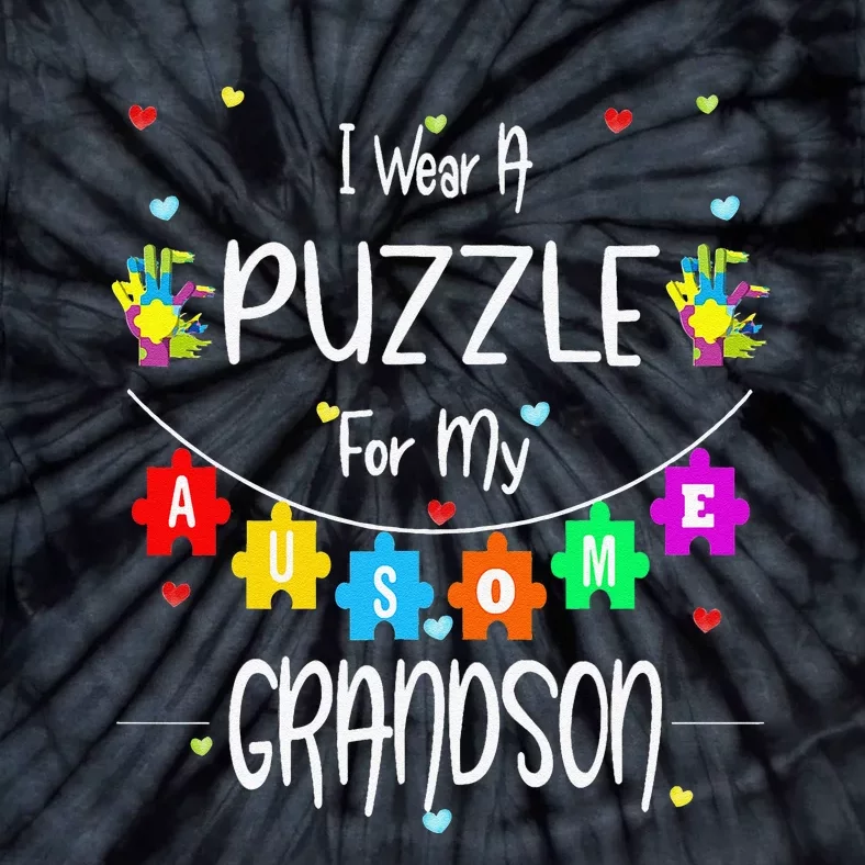 Autism Grandma Awareness Support Grandson Love Tee Tie-Dye T-Shirt