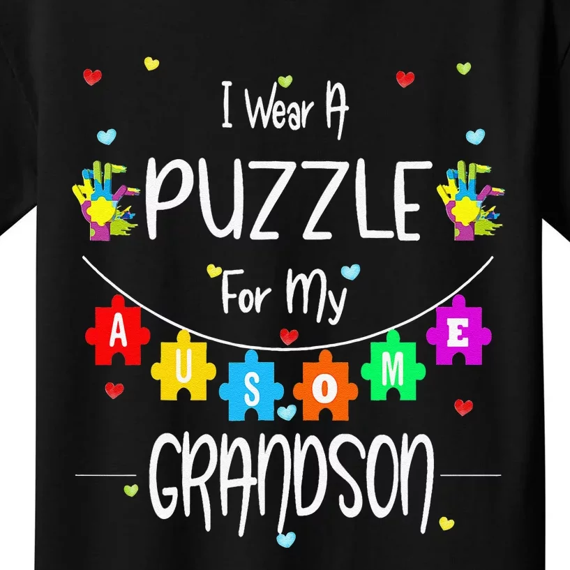 Autism Grandma Awareness Support Grandson Love Tee Kids T-Shirt