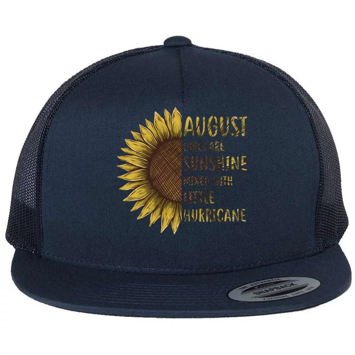 August Girls Are Sunshine Mixed Little Hurricane Sunflower Meaningful Gift Flat Bill Trucker Hat