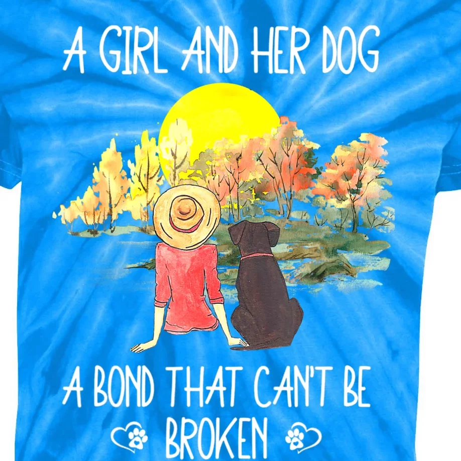 A Girl And Her Dog A Bond That Can't Be Broken Cute Kids Tie-Dye T-Shirt