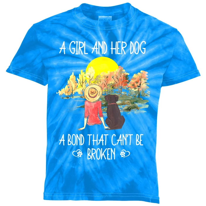 A Girl And Her Dog A Bond That Can't Be Broken Cute Kids Tie-Dye T-Shirt