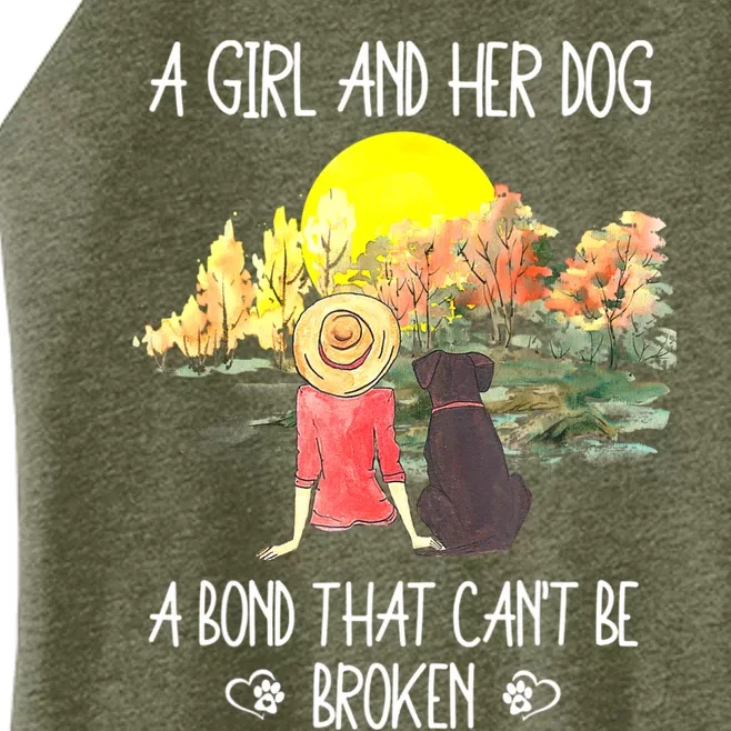 A Girl And Her Dog A Bond That Can't Be Broken Cute Women’s Perfect Tri Rocker Tank