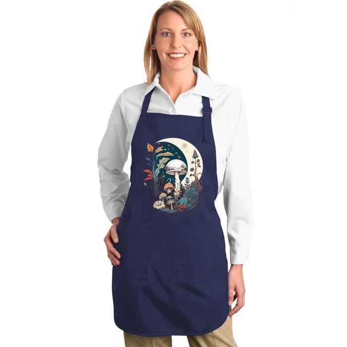 Aesthetic Goblincore And Dark Cottagecore Mushroom Full-Length Apron With Pocket