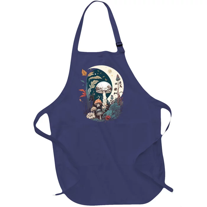 Aesthetic Goblincore And Dark Cottagecore Mushroom Full-Length Apron With Pocket