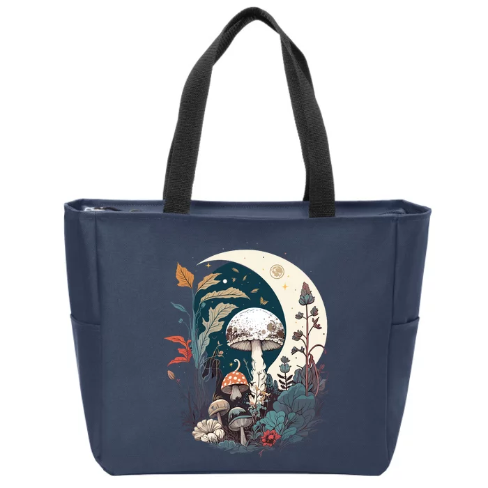 Aesthetic Goblincore And Dark Cottagecore Mushroom Zip Tote Bag