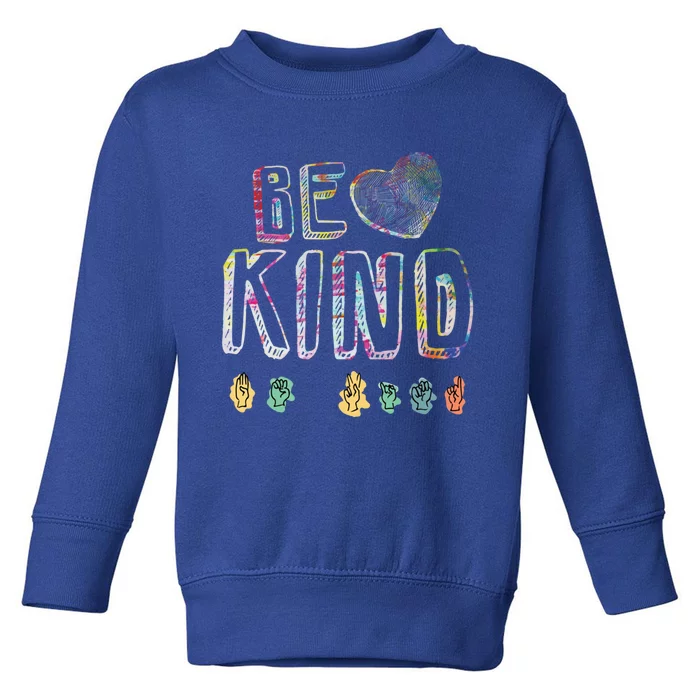 Asl Gift American Sign Language Gift Be Kind Hand Alphabet Gift Toddler Sweatshirt