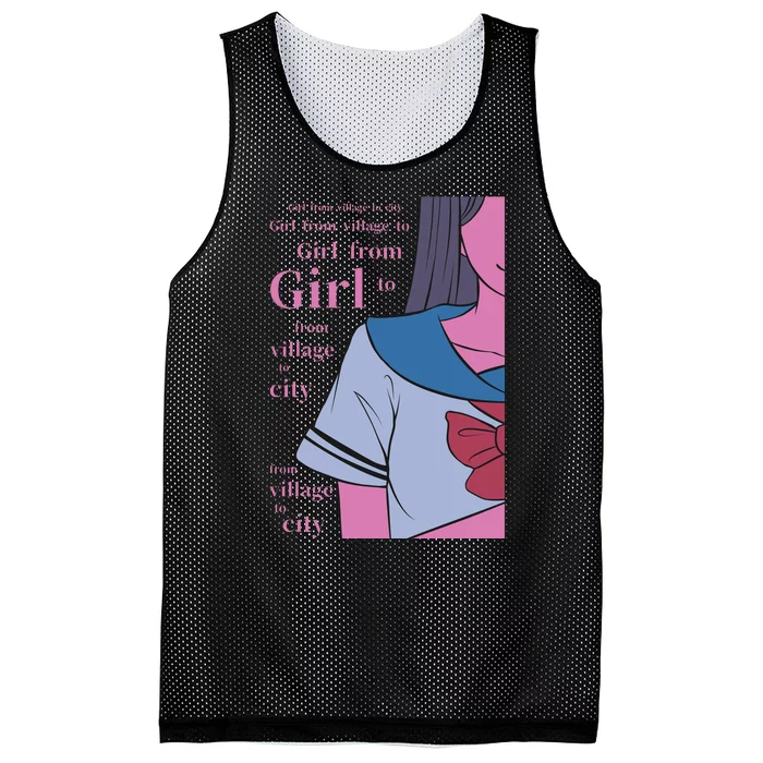 Anime Girl Mesh Reversible Basketball Jersey Tank