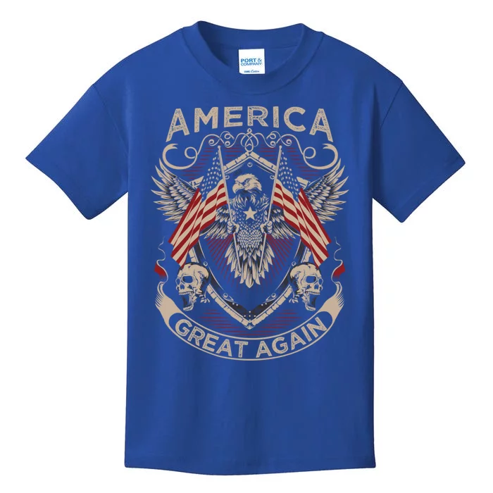 America Great Again Trump 2020 American Eagle Flag Gift Kids T-Shirt