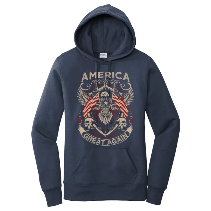 America Great Again Trump 2020 American Eagle Flag Gift Women's Pullover Hoodie