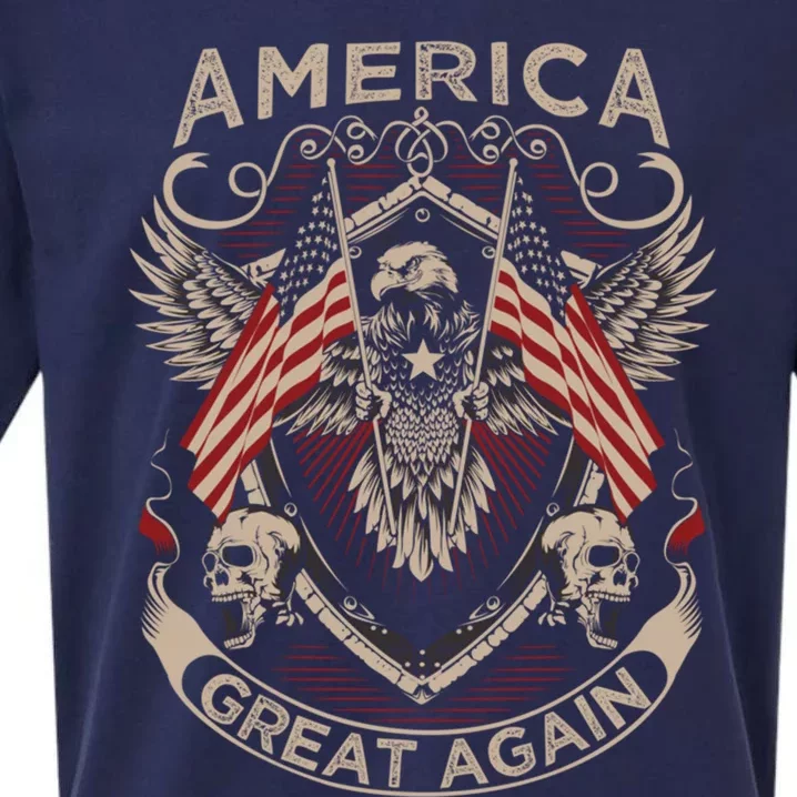 America Great Again Trump 2020 American Eagle Flag Gift Sueded Cloud Jersey T-Shirt