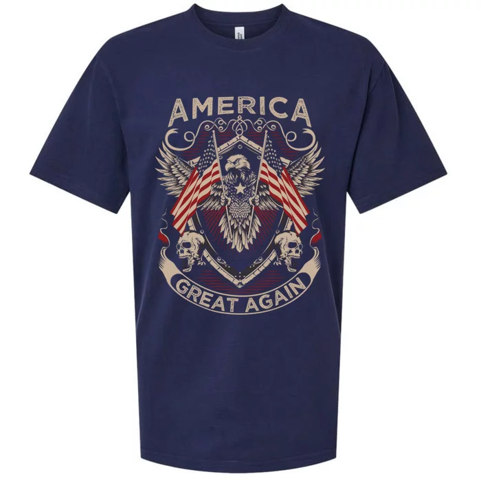 America Great Again Trump 2020 American Eagle Flag Gift Sueded Cloud Jersey T-Shirt