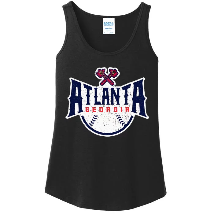 Atlanta Georgia Atl Vintage Baseball Retro Throwback Ladies Essential Tank