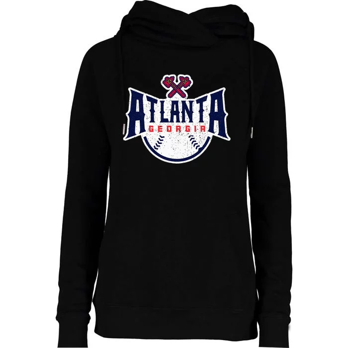 Atlanta Georgia Atl Vintage Baseball Retro Throwback Womens Funnel Neck Pullover Hood