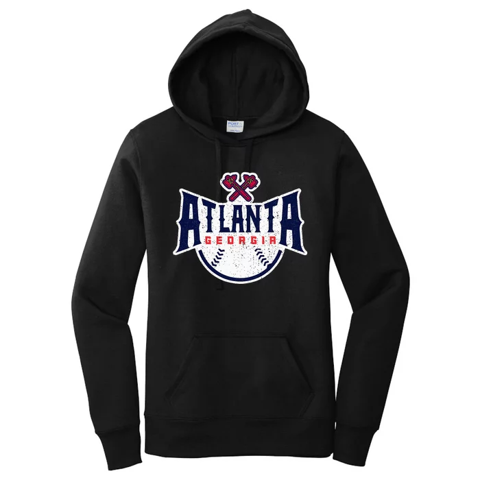 Atlanta Georgia Atl Vintage Baseball Retro Throwback Women's Pullover Hoodie