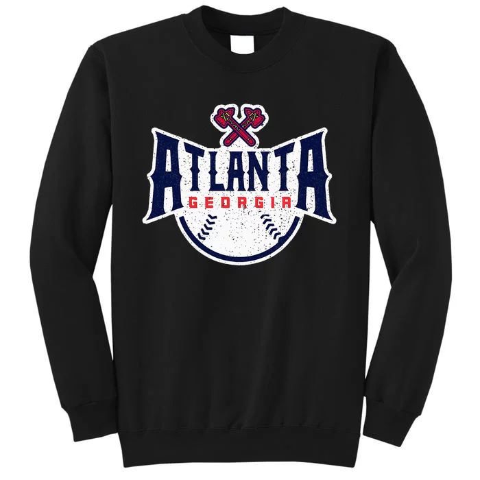 Atlanta Georgia Atl Vintage Baseball Retro Throwback Tall Sweatshirt