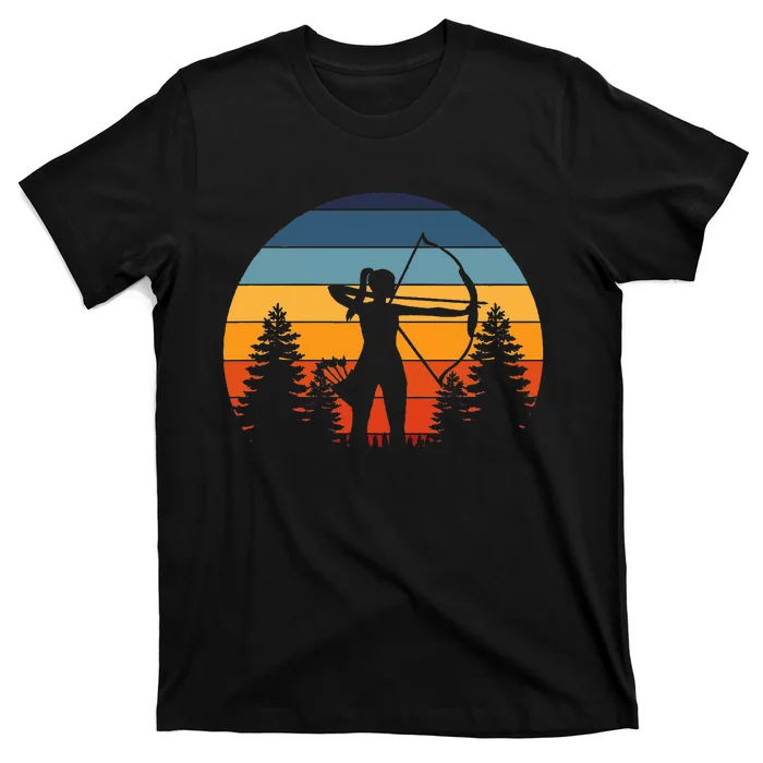 Archery Girl Archer Bow Vintage Retro Sunset Nice Woman T-Shirt