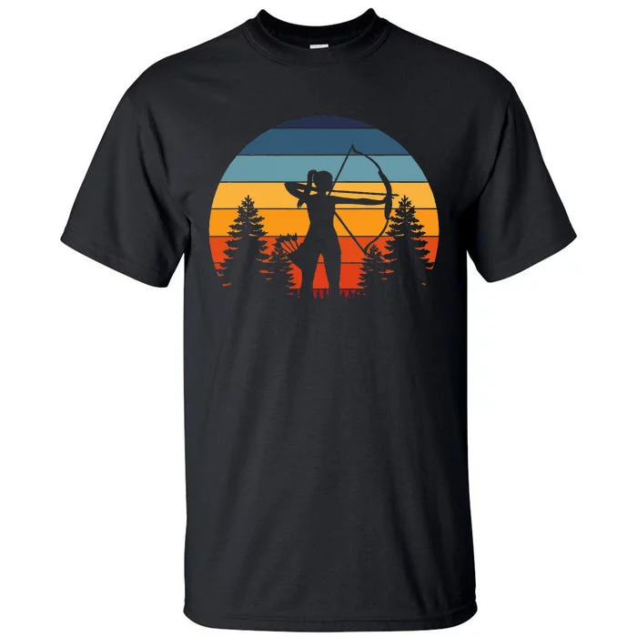 Archery Girl Archer Bow Vintage Retro Sunset Nice Woman Tall T-Shirt