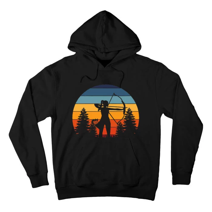 Archery Girl Archer Bow Vintage Retro Sunset Nice Woman Tall Hoodie