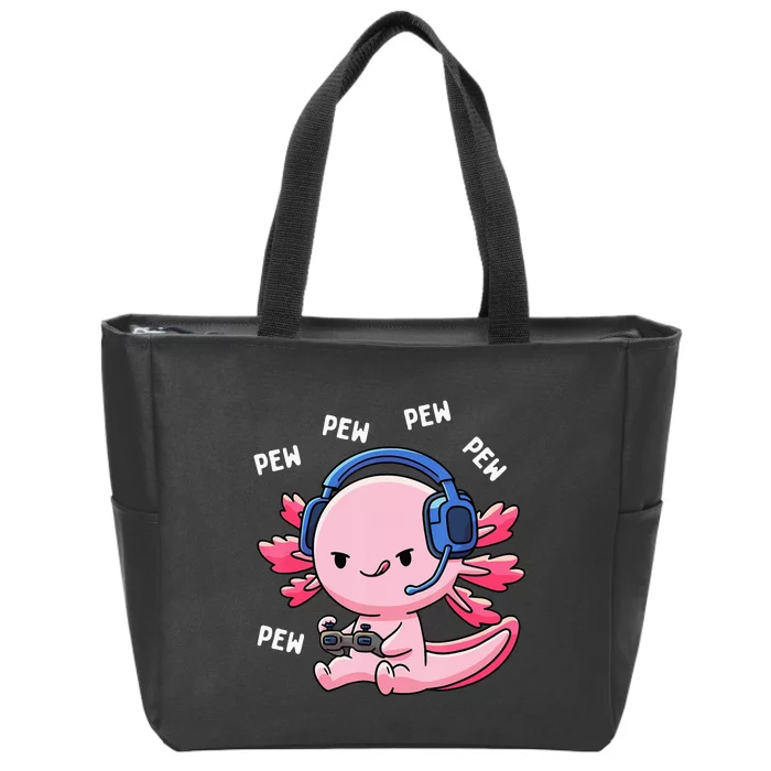 Axolotl Gaming Anime Video Game Pew Gamer Zip Tote Bag