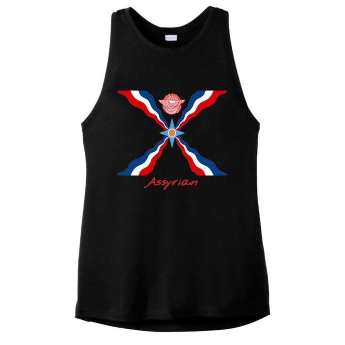 Assyria Gift Assyrian Flag Gift Assyrians Lamassu Gift Ladies Tri-Blend Wicking Tank