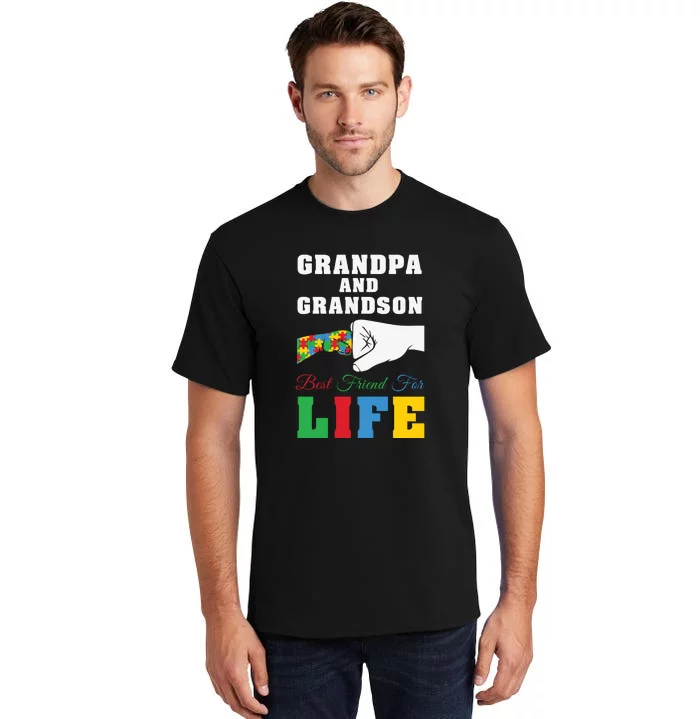 Autism Grandpa And Grandson Best Friend For Life Autism Awareness Tall T-Shirt