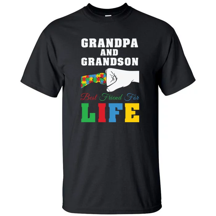 Autism Grandpa And Grandson Best Friend For Life Autism Awareness Tall T-Shirt