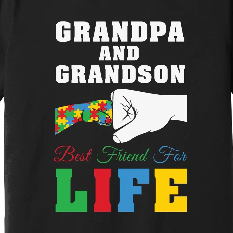 Autism Grandpa And Grandson Best Friend For Life Autism Awareness Premium T-Shirt