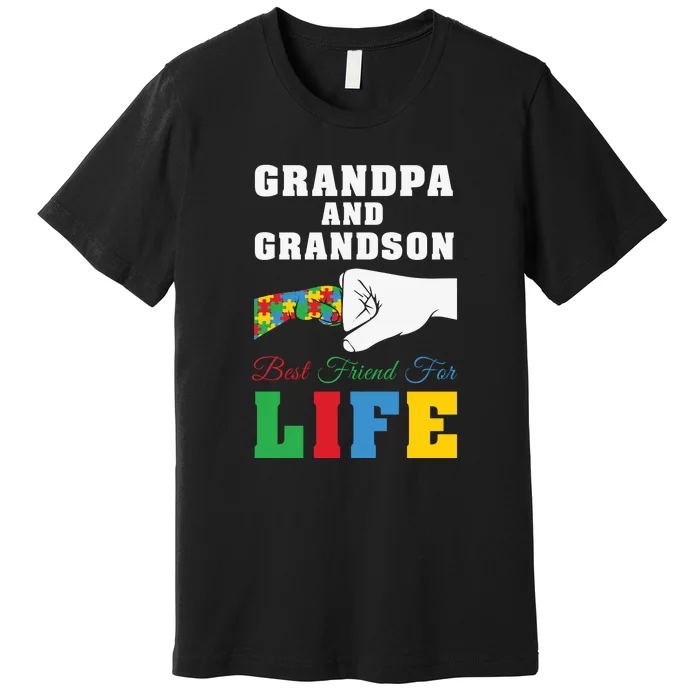 Autism Grandpa And Grandson Best Friend For Life Autism Awareness Premium T-Shirt