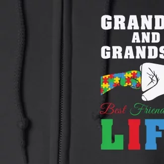 Autism Grandpa And Grandson Best Friend For Life Autism Awareness Full Zip Hoodie