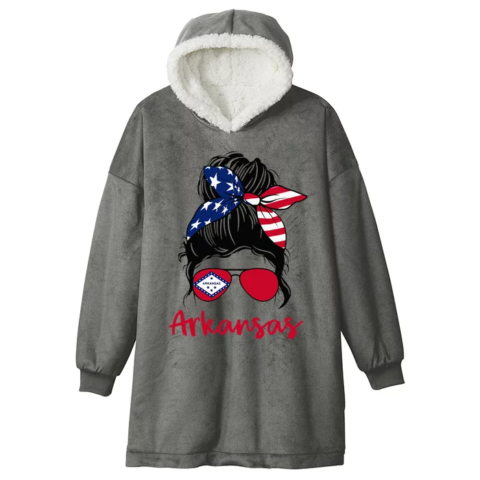 Arkansas Girl Arkansas Flag State Girlfriend Hooded Wearable Blanket