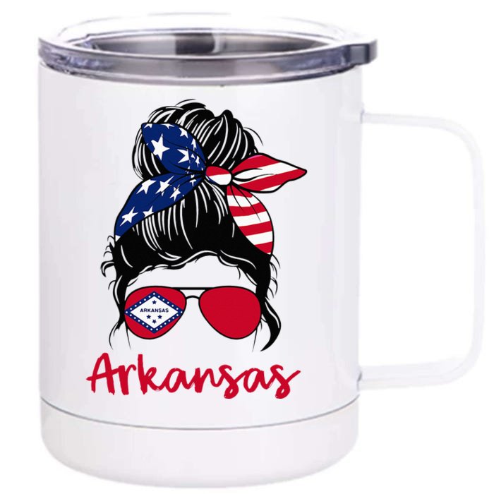 Arkansas Girl Arkansas Flag State Girlfriend Front & Back 12oz Stainless Steel Tumbler Cup