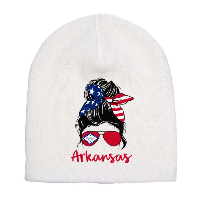 Arkansas Girl Arkansas Flag State Girlfriend Short Acrylic Beanie