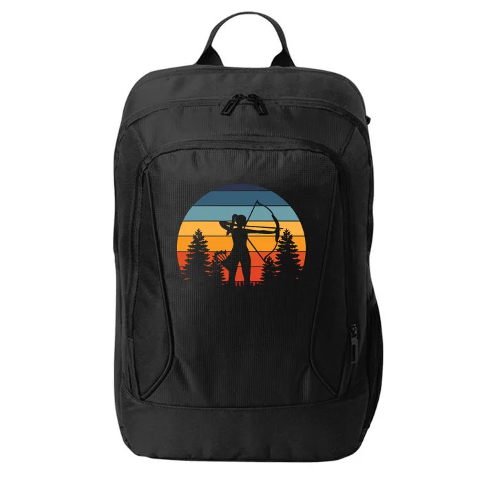 Archery Gift Archer Bow Vintage Retro Sunset City Backpack