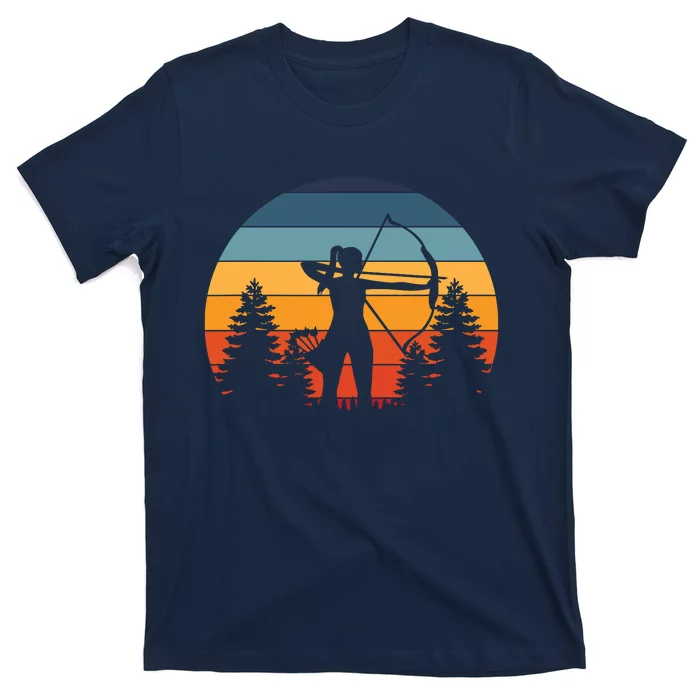 Archery Gift Archer Bow Vintage Retro Sunset T-Shirt