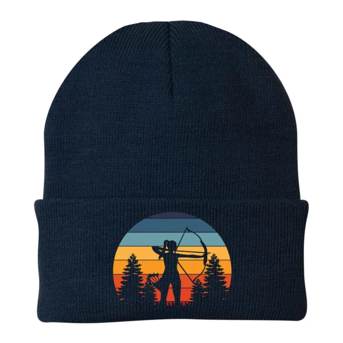 Archery Gift Archer Bow Vintage Retro Sunset Knit Cap Winter Beanie