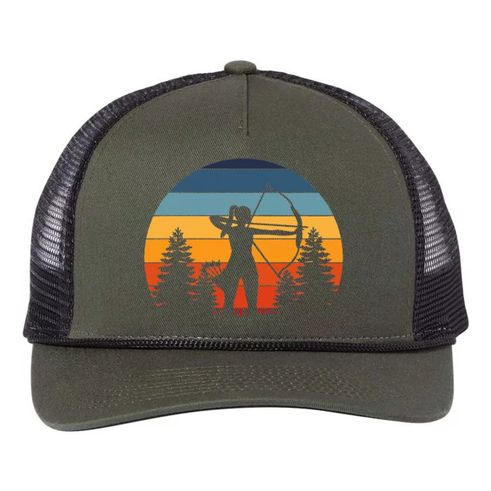 Archery Girl Archer Bow Retro Rope Trucker Hat Cap