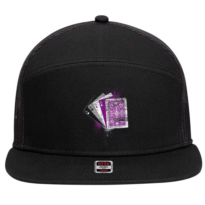 Asexuality Gift Ace Flag Playing Cards Queer LGBT Asexual 7 Panel Mesh Trucker Snapback Hat