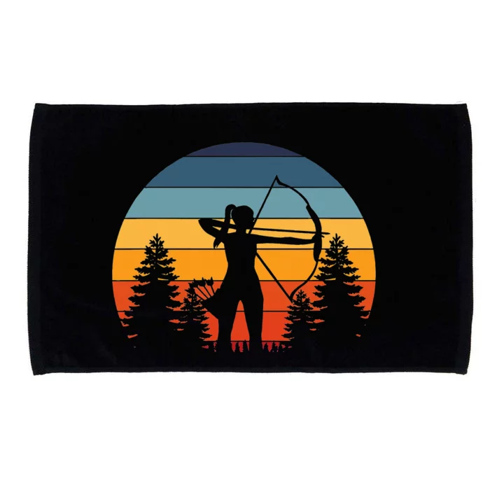 Archery Girl Archer Bow Vintage Retro Sunset Nice Microfiber Hand Towel