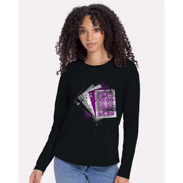 Asexuality Gift Ace Flag Playing Cards Queer Lgbt Womens Cotton Relaxed Long Sleeve T-Shirt