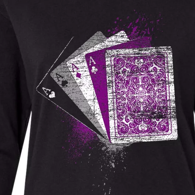 Asexuality Gift Ace Flag Playing Cards Queer Lgbt Womens Cotton Relaxed Long Sleeve T-Shirt