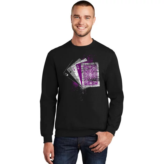 Asexuality Gift Ace Flag Playing Cards Queer Lgbt Tall Sweatshirt