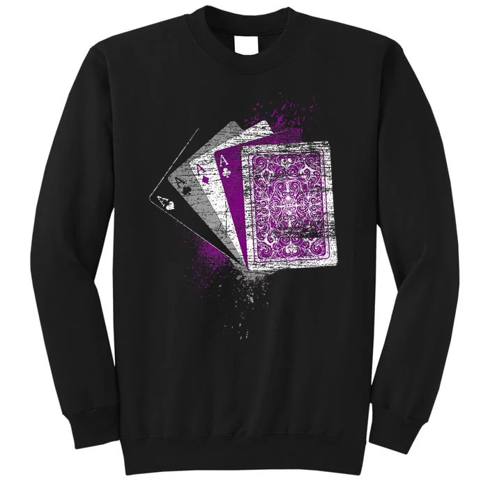 Asexuality Gift Ace Flag Playing Cards Queer Lgbt Tall Sweatshirt