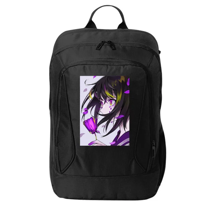 Anime Girl Aesthetic Floral Japanese Kawaii Waifu City Backpack