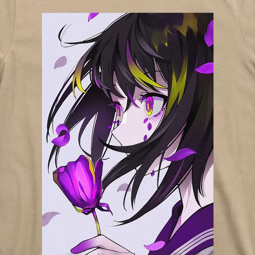 Anime Girl Aesthetic Floral Japanese Kawaii Waifu T-Shirt