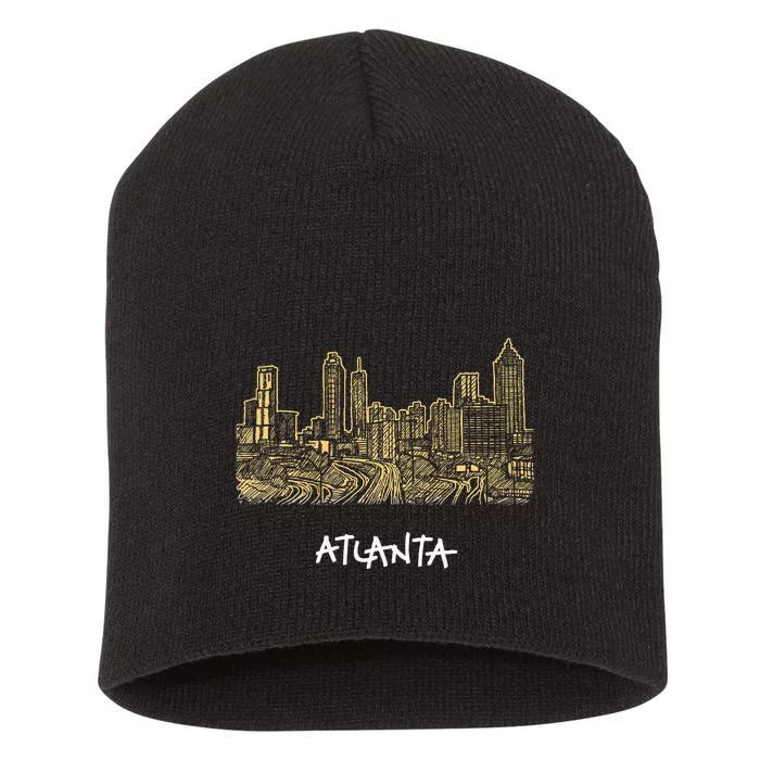 Atlanta Georgia Atl Peach State Skyline Panorama Short Acrylic Beanie