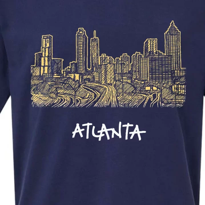 Atlanta Georgia Atl Peach State Skyline Panorama Sueded Cloud Jersey T-Shirt